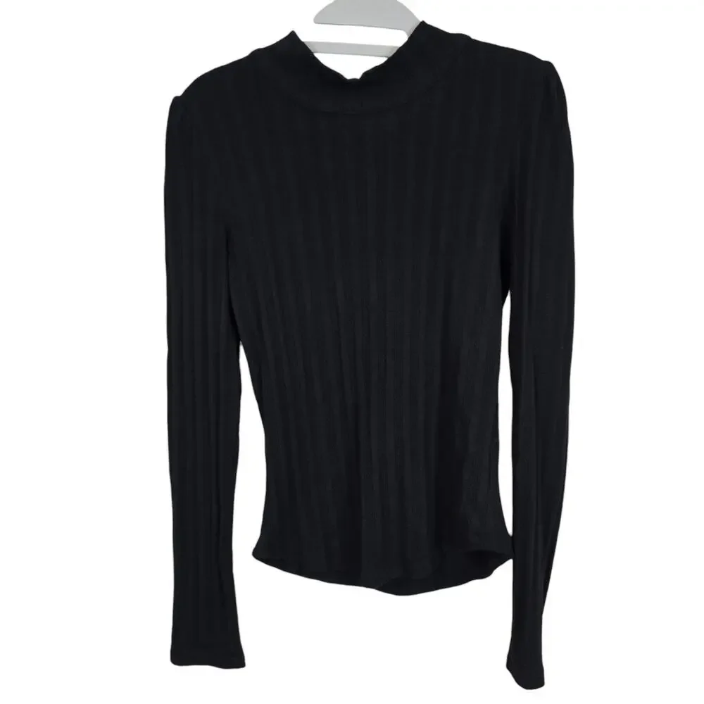 Women's Free People Ribbed Long Sleeve Open Back with Bow | Size Small